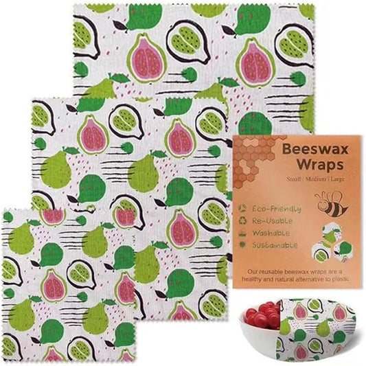 3-Pcs Reusable Beeswax Food Wrap Set (S, M, L)