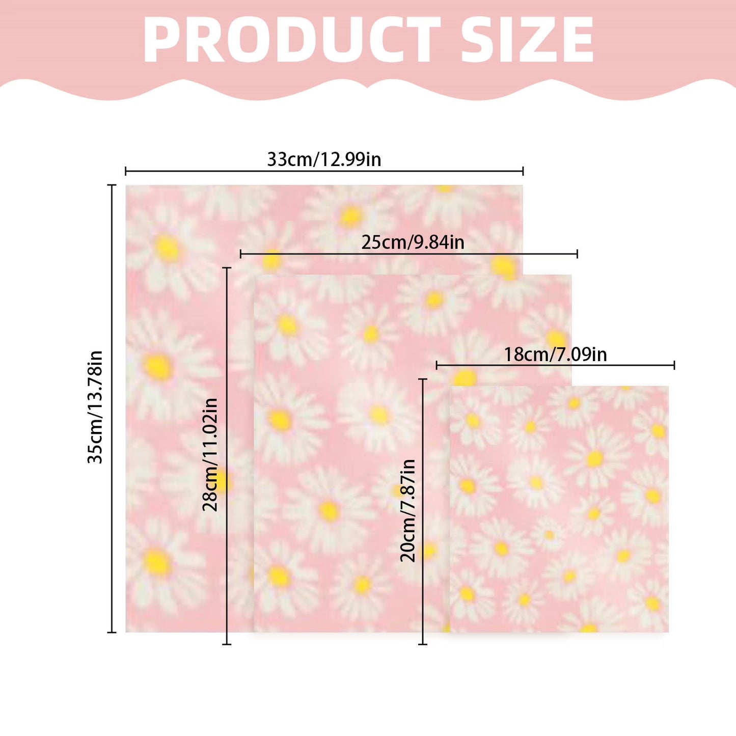 3-Pcs Reusable Beeswax Food Wrap Set (S, M, L)