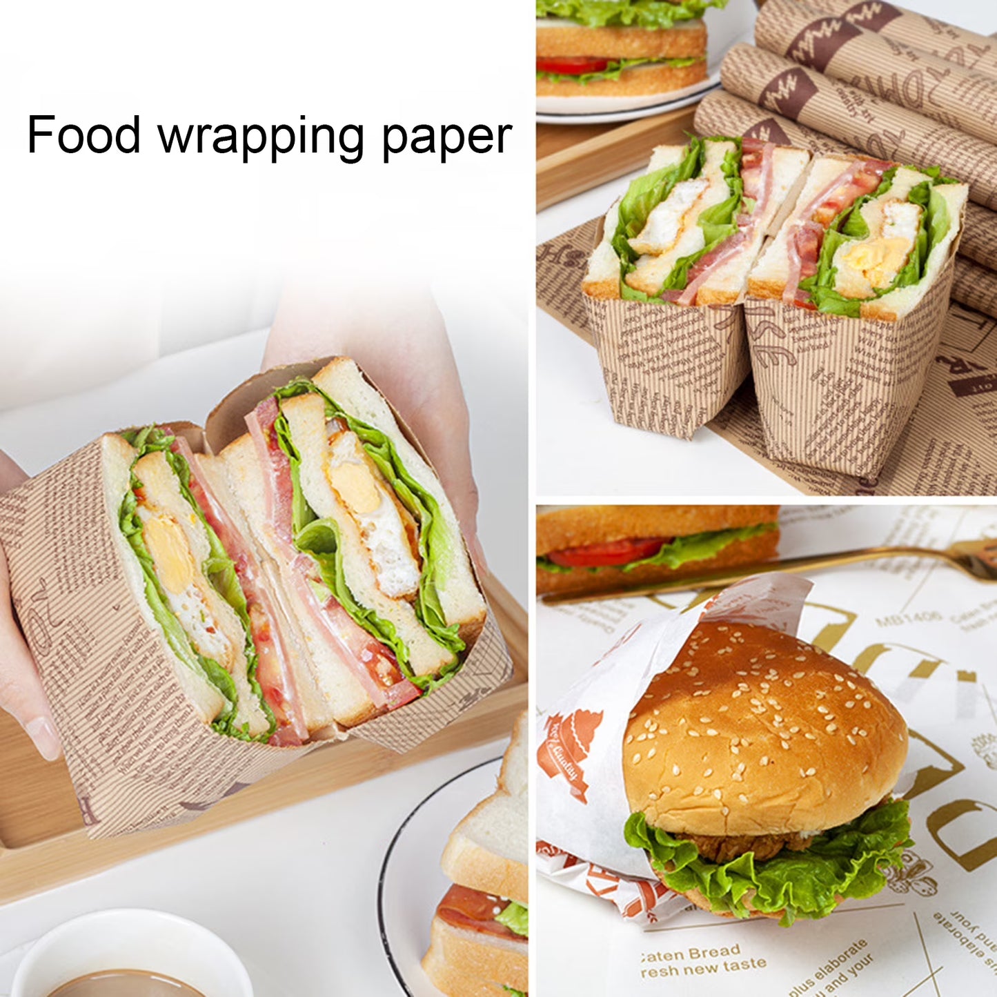 Travelwant Newspaper Theme Grease-Resistant Wax Paper Sheets