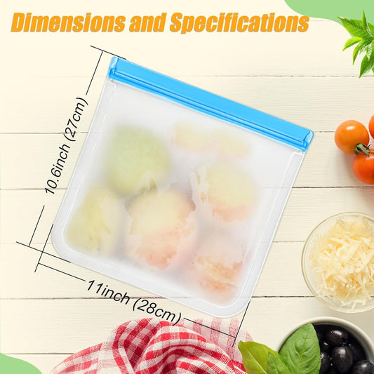 10-Pack Reusable Silicone Food Storage Bags