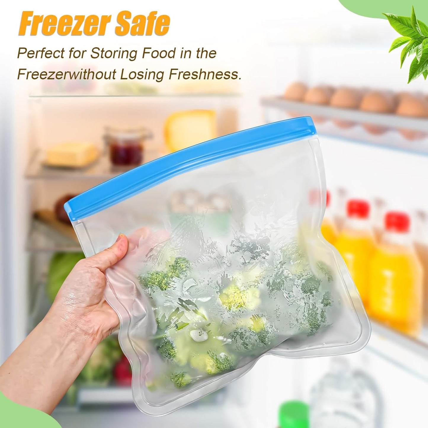 10-Pack Reusable Silicone Food Storage Bags