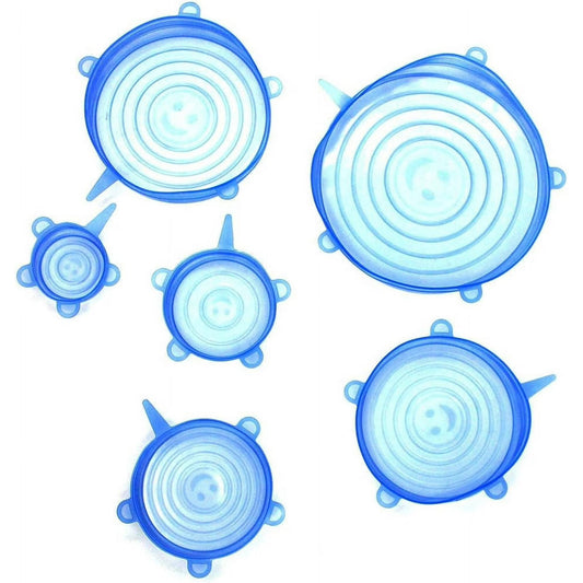6-Pcs Reusable Silicone Stretch Lids for Bowls & Containers (Blue)