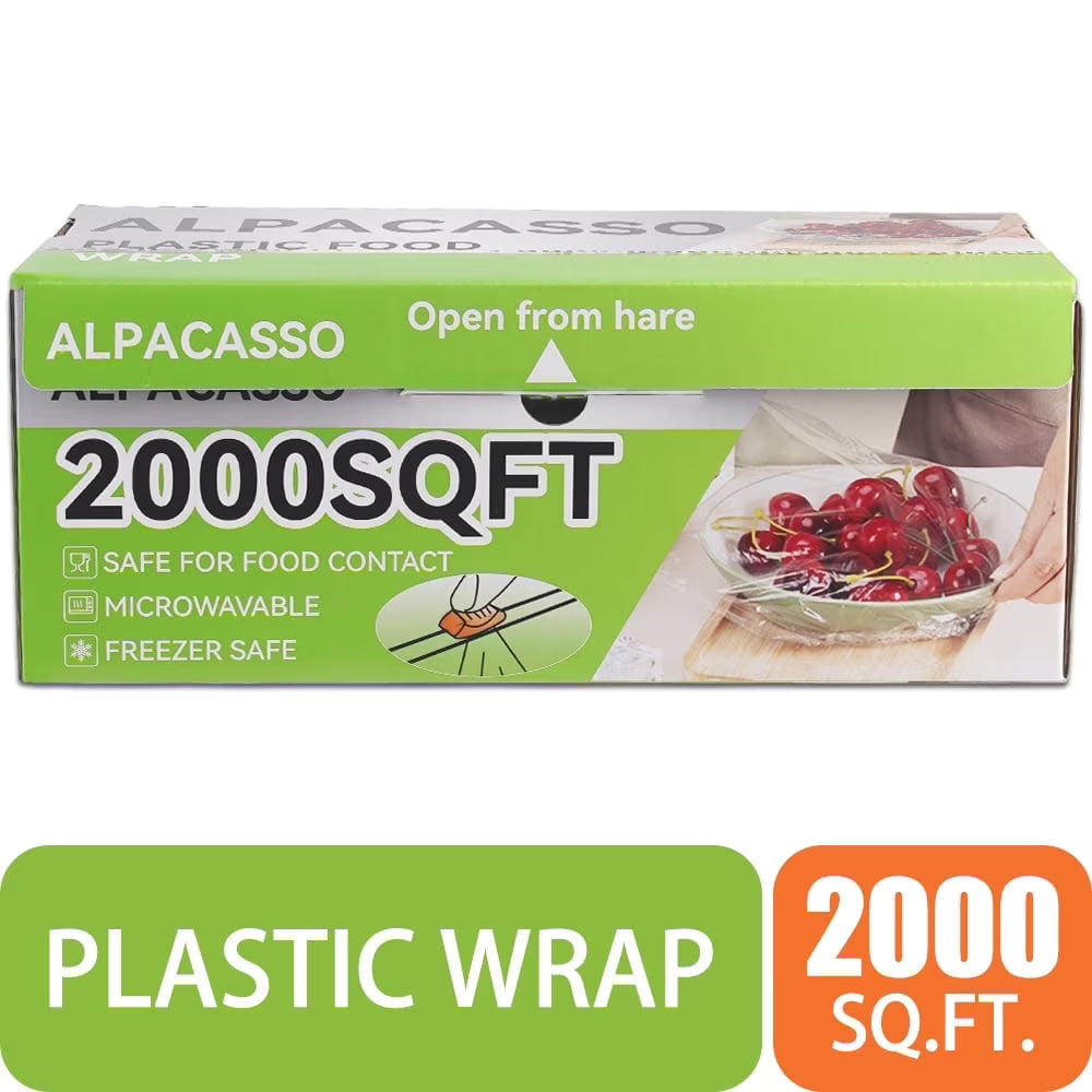 Alpacasso BPA-Free Plastic Food Wrap with Slide Cutter (12 in x 2000 ft)