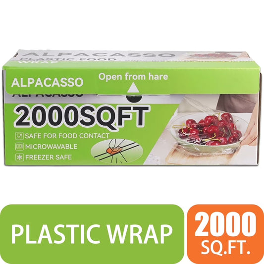 Alpacasso BPA-Free Plastic Food Wrap with Slide Cutter (12 in x 2000 ft)