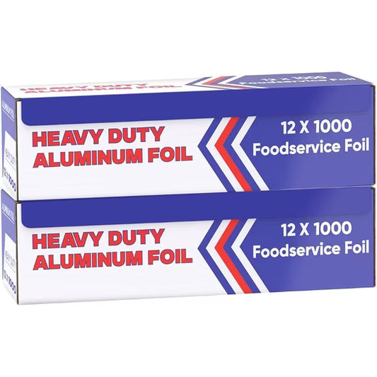 Heavy-Duty Aluminum Foil Wrap (12 in x 1000 ft, 2-Pack)