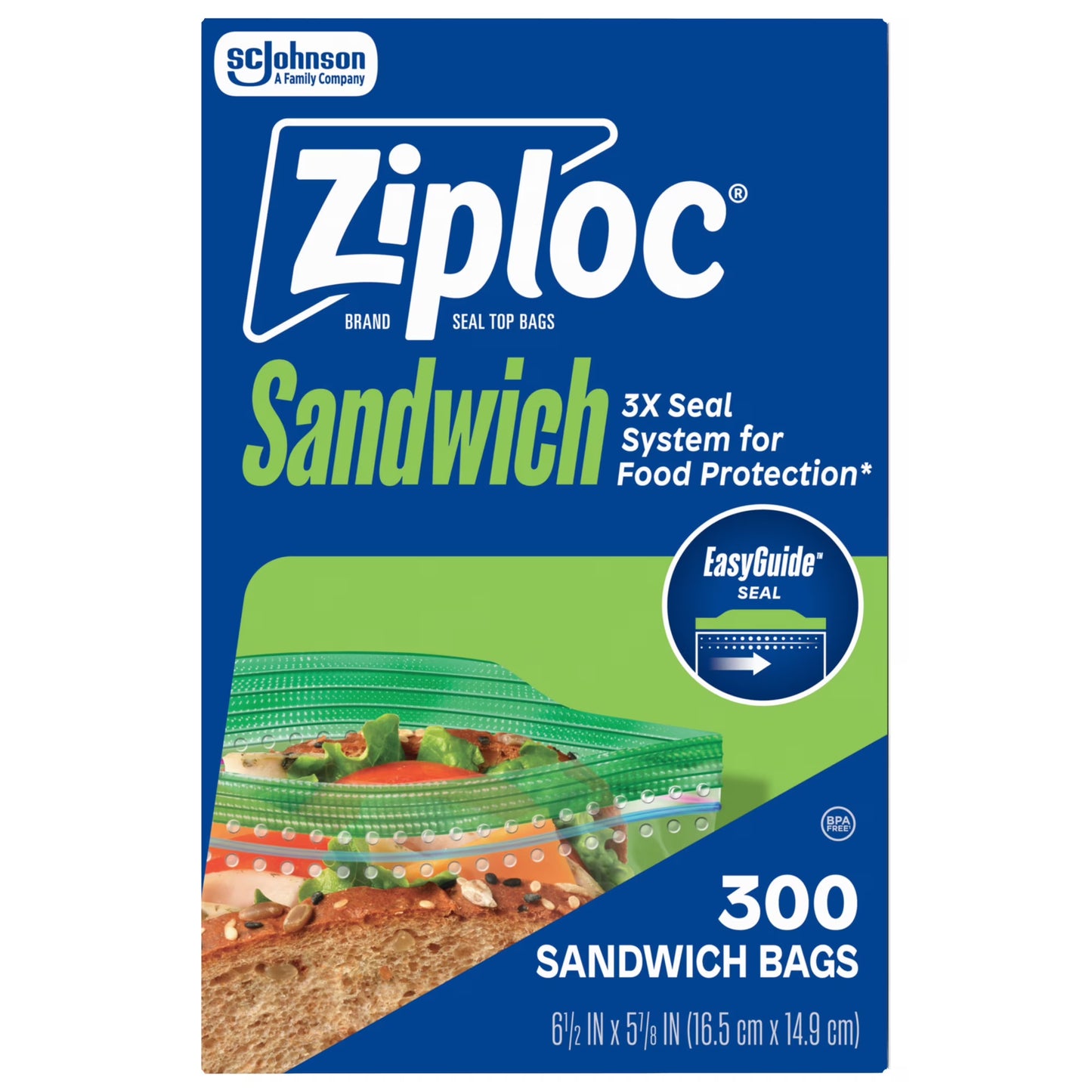 Ziploc® Sandwich Bags with Grip 'n Seal Technology™ (300 Count)