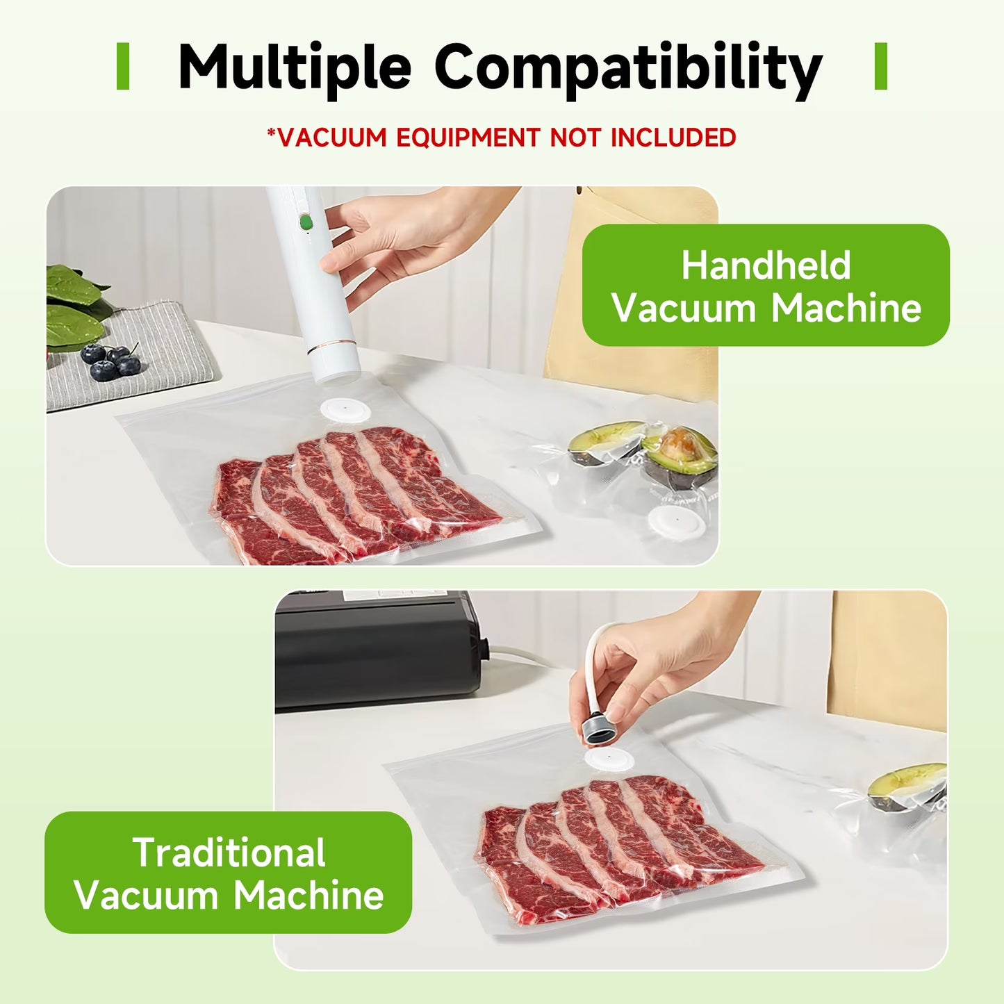 Vixino Reusable Vacuum Sealer Bags (40-Pcs)