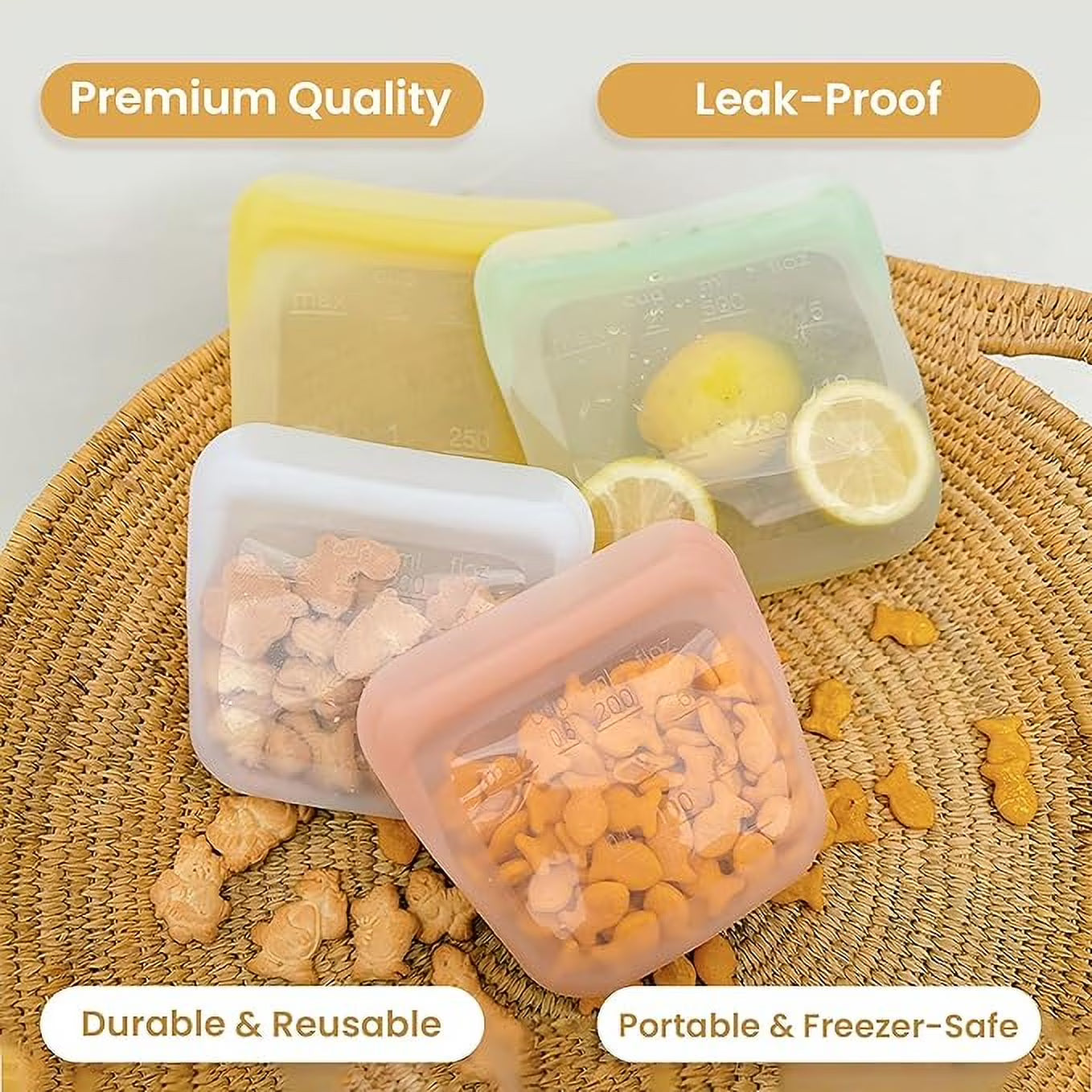 Purifyou Reusable Silicone Storage Bags Set (5-Piece)